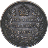 1902 Third Farthing - Edward VII British Bronze Coin - Nice