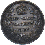 1902 Third Farthing - Edward VII British Bronze Coin - Very Nice