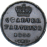 1852 Quarter Farthing - Victoria British Copper Coin - Nice