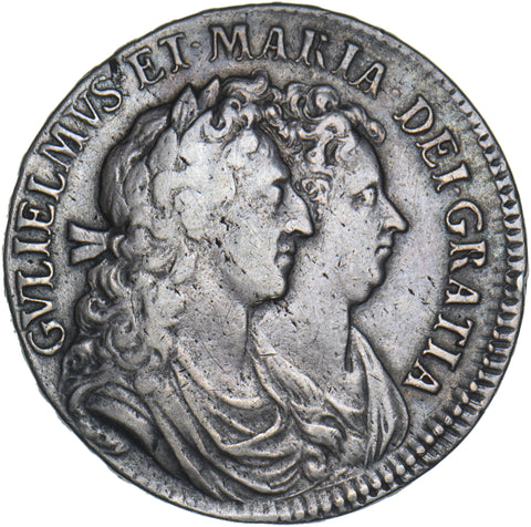 1689 Halfcrown - William & Mary British Silver Coin - Nice