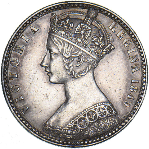 1849 Godless Florin - Victoria British Silver Coin - Very Nice