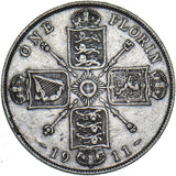 1911 Florin - George V British Silver Coin - Nice