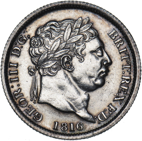 1816 Shilling - George III British Silver Coin - Very Nice