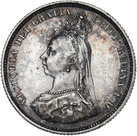 1887 Shilling - Victoria British Silver Coin - Very Nice