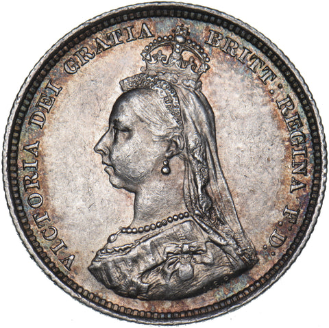 1888 Shilling (8 Over 7) - Victoria British Silver Coin - Very Nice