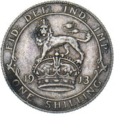 1913 Shilling - George V British Silver Coin - Nice