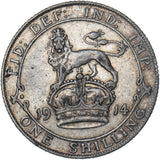 1914 Shilling - George V British Silver Coin - Nice