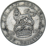 1917 Shilling - George V British Silver Coin - Nice
