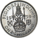 1939 Scottish Shilling - George VI British Silver Coin - Superb