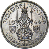 1944 Scottish Shilling - George VI British Silver Coin - Superb