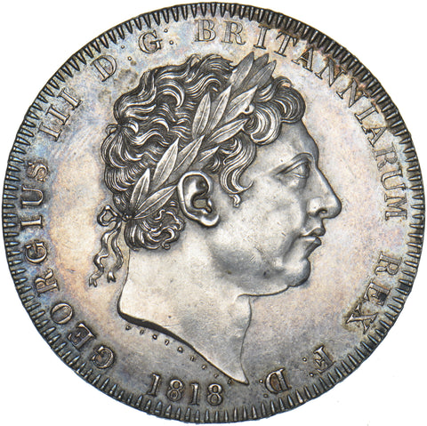 1818 LVIII Crown - George III British Silver Coin - Very Nice