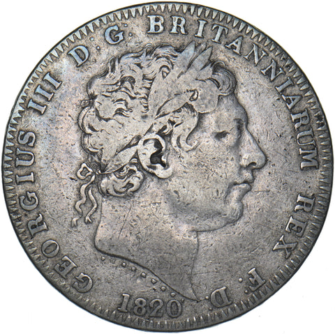 1820 LX Crown - George III British Silver Coin - Nice