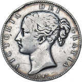 1847 Crown - Victoria British Silver Coin - Nice
