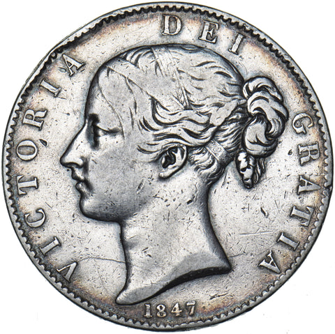1847 Crown - Victoria British Silver Coin - Nice