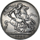 1897 LXI Crown - Victoria British Silver Coin - Nice