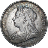 1899 LXIII Crown - Victoria British Silver Coin - Nice