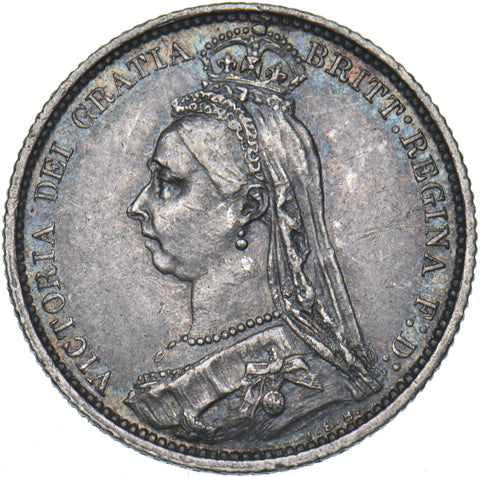 1887 Sixpence (R Over I) - Victoria British Silver Coin - Very Nice