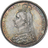 1887 Sixpence - Victoria British Silver Coin - Superb