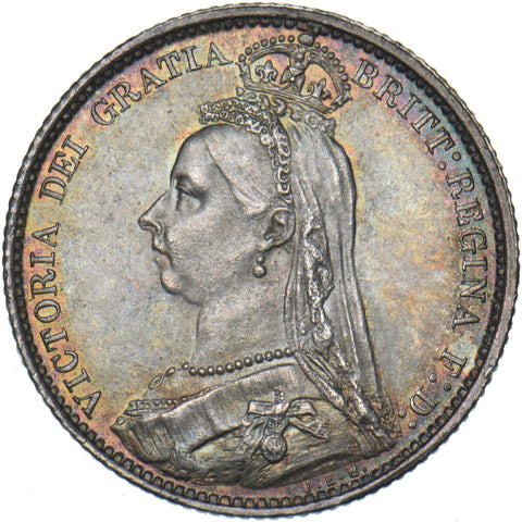 1887 Sixpence - Victoria British Silver Coin - Superb
