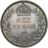 1887 Sixpence - Victoria British Silver Coin - Superb