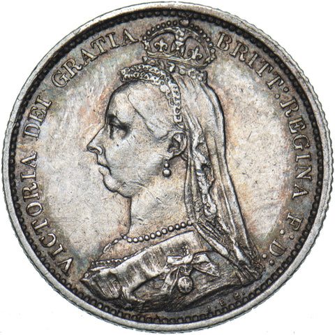 1887 Sixpence - Victoria British Silver Coin - Nice