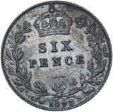 1897 Sixpence - Victoria British Silver Coin - Nice