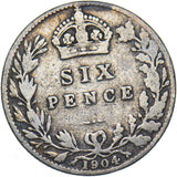 1904 Sixpence - Edward VII British Silver Coin