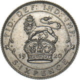 1920 Sixpence - George V British Silver Coin - Superb