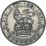 1923 Sixpence - George V British Silver Coin - Nice