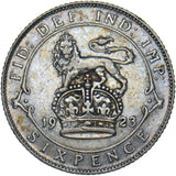 1923 Sixpence - George V British Silver Coin - Nice