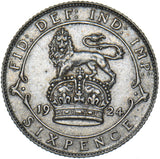 1924 Sixpence - George V British Silver Coin - Very Nice