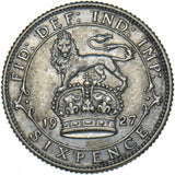 1927 Sixpence - George V British Silver Coin - Very Nice