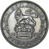 1927 Sixpence - George V British Silver Coin - Nice