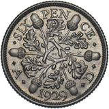 1929 Sixpence - George V British Silver Coin - Superb