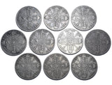 1887 - 1890 Double Florins Lot (10 Coins) - Victoria British Silver Coins