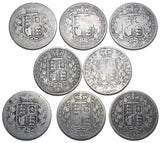 1874 - 1881 Halfcrowns Lot (8 Coins) - Victoria British Silver Coins - Date Run