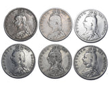 1887 - 1892 Halfcrowns Lot (6 Coins) - Victoria British Silver Coins - Date Run