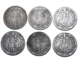 1887 - 1892 Halfcrowns Lot (6 Coins) - Victoria British Silver Coins - Date Run