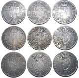 1893 - 1901 Halfcrowns Lot (9 Coins) - Victoria British Silver Coins - Date Run