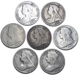 1895 - 1901 Halfcrowns Lot (7 Coins) - Victoria British Silver Coins - Date Run