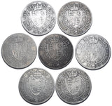 1895 - 1901 Halfcrowns Lot (7 Coins) - Victoria British Silver Coins - Date Run