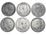 1902 - 1910 Halfcrowns Lot (6 Coins) - Edward VII British Silver Coins