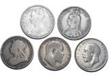 1872 - 1914 Florins Lot (5 Coins) - British Silver Coins - Different Types