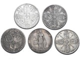 1872 - 1914 Florins Lot (5 Coins) - British Silver Coins - Different Types