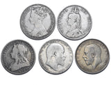 1883 - 1912 Florins Lot (5 Coins) - British Silver Coins - Different Types