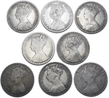 1872 - 1885 Gothic Florins Lot (8 Coins) - Victoria British Silver Coins