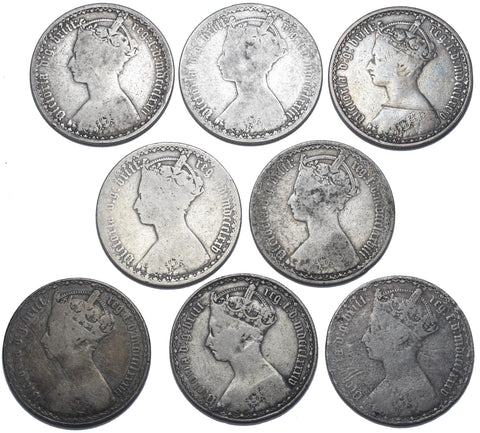 1872 - 1885 Gothic Florins Lot (8 Coins) - Victoria British Silver Coins