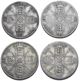 1887 - 1890 Florins Lot (4 Coins) - Victoria British Silver Coins - Date Run