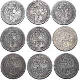 1893 - 1901 Florins Lot (9 Coins) - Victoria British Silver Coins - Date Run