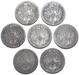 1895 - 1901 Florins Lot (7 Coins) - Victoria British Silver Coins - Date Run